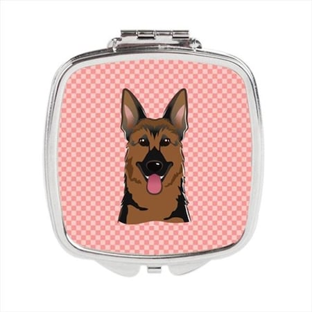Carolines Treasures Carolines Treasures BB1211SCM Checkerboard Pink German Shepherd Compact Mirror; 2.75 x 3 x .3 In. BB1211SCM